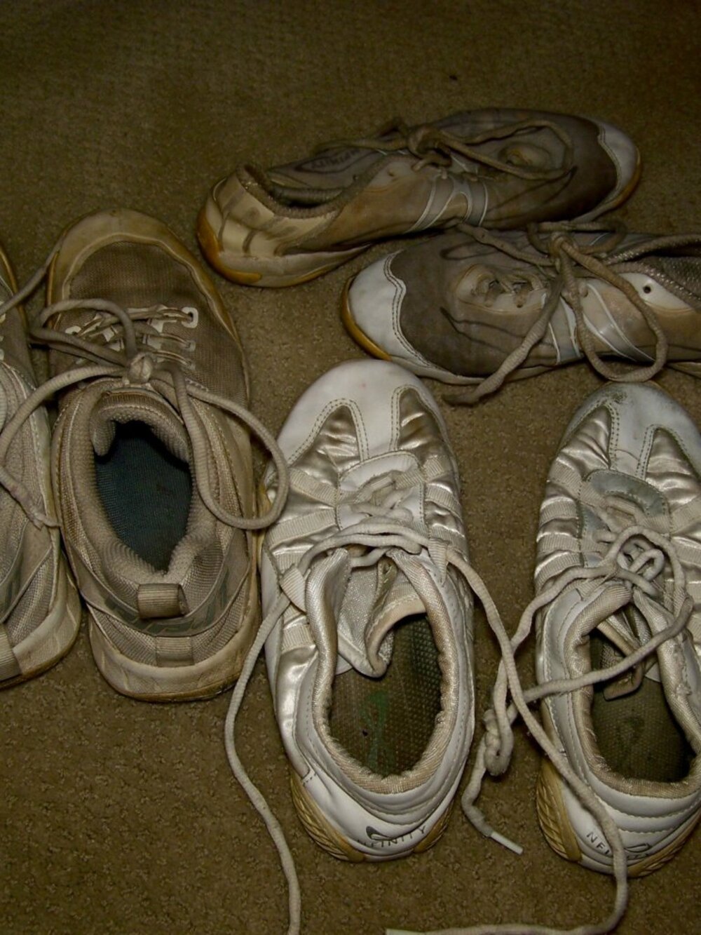 3 pair very used cheerleading sneakers shoes